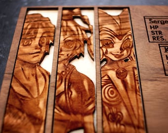 Custom Wooden Chrono Cross menu screen with characters you can pick