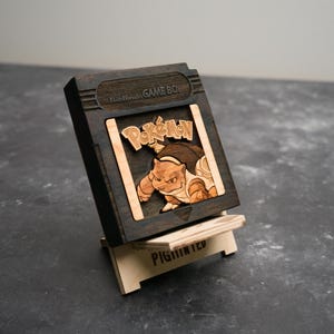 Wooden Pokemon Blue Gameboy Cartridge replica