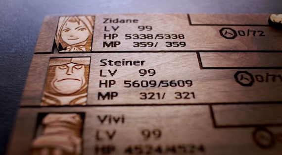 Custom Wooden Final Fantasy 9 Menu Screen With Characters You 