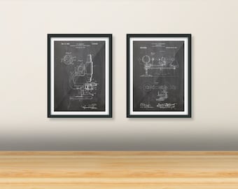 Planetario Microscopio Scienza Brevetto Arte x2 2 Poster Bundle Pack