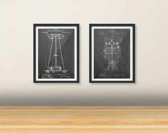 Nikola Tesla Patent Art x2 2 Posters Poster Bundle Pack
