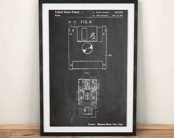 Floppy Disk Vintage Computer Technology Patent Art Poster