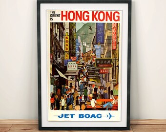 L'Oriente è Hong Kong Jet Boac asiatiche Vintage Travel Art Poster