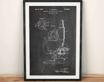 Cartel de arte de patente de ciencia de microscopio