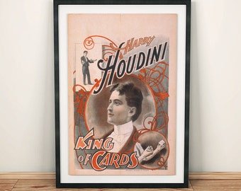 Harry Houdini Magic Magician King of Cards Poster