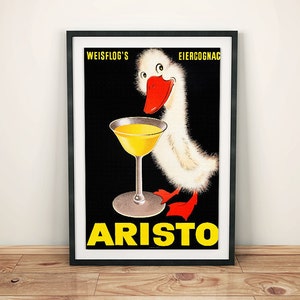 Aristo Duck Cognac Drinking Alcohol Advertisement Poster