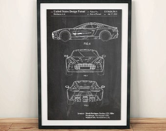 Poster artistico di brevetto per auto di lusso Astin Martin One