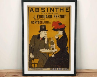 Absinthe Liqueur Mont-Christ Alcohol Drinking Advertisement Poster