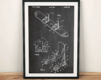 Snowboard brevetto Art Poster
