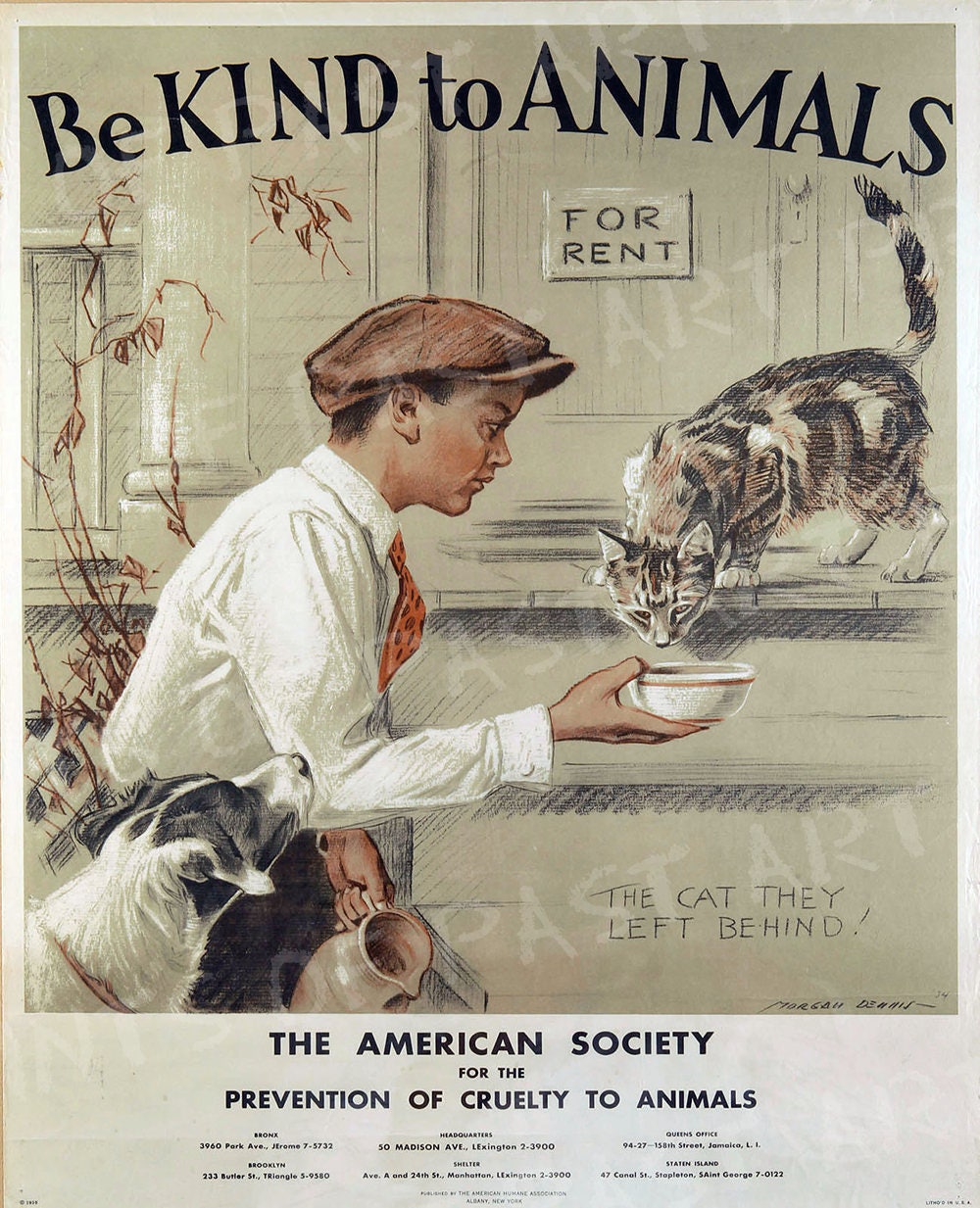 Be Kind to Animals the Cat They Left Behind ASPCA Vintage Animal