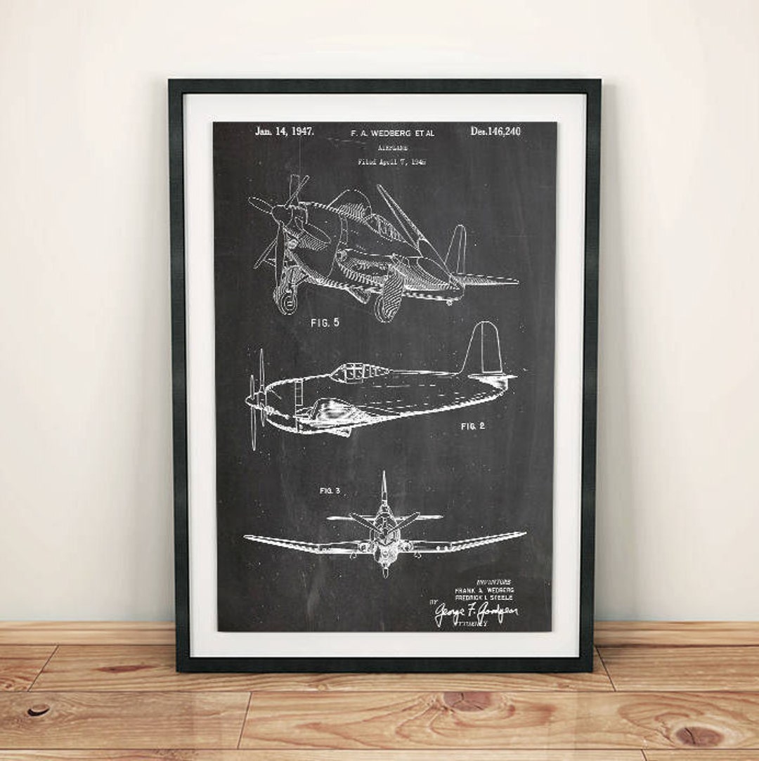 WWII WW2 Wedberg Fighter Plane World War 2 Airplane Patent Art Poster ...