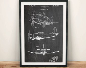 WWII WW2 Wedberg Fighter Plane World War 2 Airplane Patent Art Poster