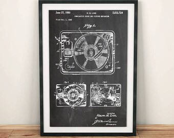 Record Player Patent Art Poster