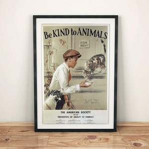 Sé amable con los animales el gato que dejaron detrás de ASPCA Vintage Animal Rights Welfare Humane Society Cartel