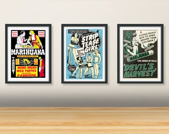 Adult Weed Drugs Marijuana Marihuana Erotic Strip Tease Girl x3 3 Posters Poster Bundle Pack