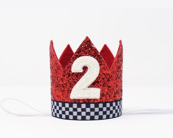 Two Fast Cars Birthday Party Crown | 1st Birthday Race Car Crown | Cars Party | First Birthday Boy Outfit | 1st Birthday Boy| Red Checkered