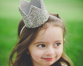 Birthday Crown | Silver Glitter Birthday Crown | Birthday Hat | Birthday Girl Outfit | Silver