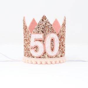 50th birthday crown | 50th birthday gift for her | 50th birthday hat | 50th birthday party | Rose Gold Crown | Rose Gold Baby Pink Blush