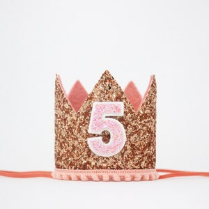 5th Birthday Crown | 5th Birthday Hat | 5th Birthday Girl Outfit | 5th Birthday Party Hat Crown | Rose Gold Blush