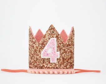 4th Birthday Crown | 4th Birthday Hat | 4th Birthday Girl Outfit | 4th Birthday Party Hat Crown | Rose Gold Blush