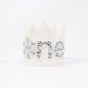 Winter Onederland First Birthday Crown | Snowflake 1st Birthday Crown | 1st Birthday Boy Outfit | White Glitter Crown + Silver Detail