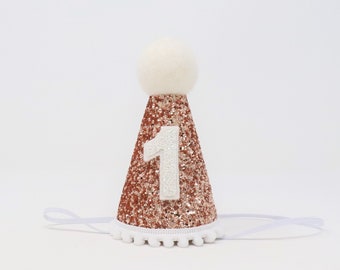 First Birthday Hat | 1st Birthday Girl | 1st Birthday Party Hat | First Birthday Party Hat | 1st Birthday | Birthday Decor | Rose Gold