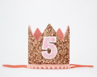 5th Birthday Crown | 5th Birthday Hat | 5th Birthday Girl Outfit | 5th Birthday Party Hat Crown | Rose Gold Blush