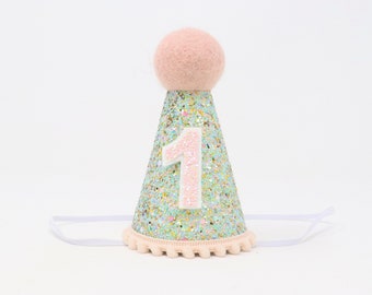 First Birthday Hat | 1st Birthday Hat | 1st Birthday Girl Outfit | First Birthday Outfit Girl | Unicorn Glitter Hat + Baby Pink Details