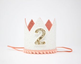 2nd Birthday Crown Girl | 2nd Birthday Girl Outfit | Girl 2nd Birthday Outfit | Glitter Birthday Crown | 2nd Birthday Hat | White Blush