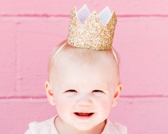 First Birthday Gold Crown | 1st Birthday Crown | 1st Birthday Girl Outfit | First Birthday Outfit Girl | Gold Glitter Crown