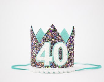 40th Birthday Crown | 40th Birthday Hat | 40th Birthday Party | 40th Birthday for Her | 40th Birthday Gift for Women | Kaleidoscope Mint