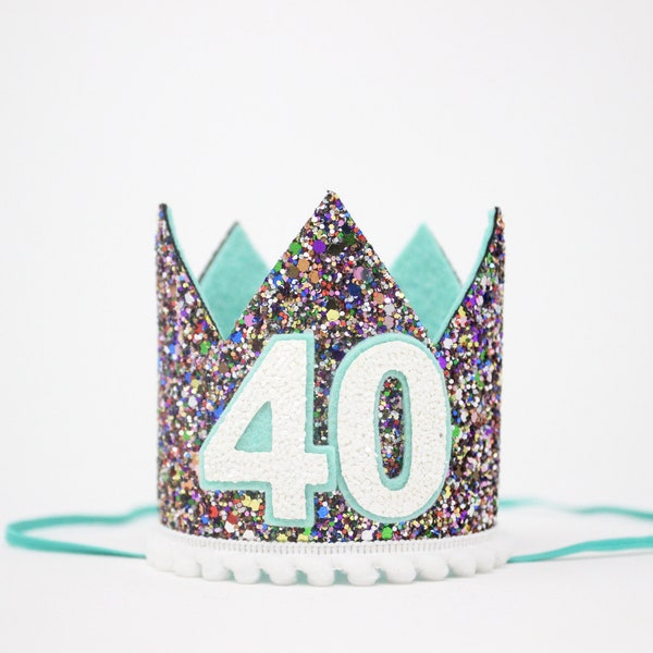 40th Birthday Crown | 40th Birthday Hat | 40th Birthday Party | 40th Birthday for Her | 40th Birthday Gift for Women | Kaleidoscope Mint