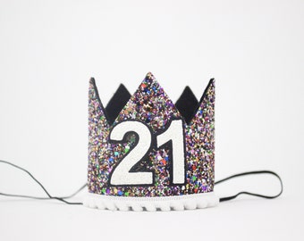 21st Birthday Crown | 21st Birthday Hat | 21st Birthday Party | 21st Birthday for Her | 21st Birthday Gift for Women | Kaleidoscope Black