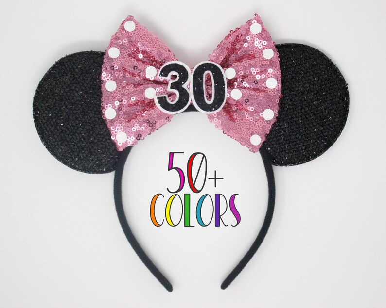 30th Birthday Disney Headband Polka Dot Disney Ears 30th