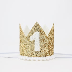 First Birthday Girl Crown | 1st Birthday Crown | 1st Birthday Girl Cake Smash | Gold Glitter Crown + Choose Color Details
