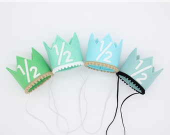 Half Birthday Felt Crown | Spring Clearance Sale | Green or Mint or Aqua Felt Birthday Crowns | Choose Style