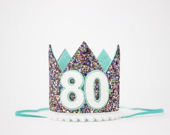 80th Birthday Crown | 80th Birthday Hat | 80th Birthday Party | 80th Birthday for Her | 80th Birthday Gift for Women | Kaleidoscope Mint