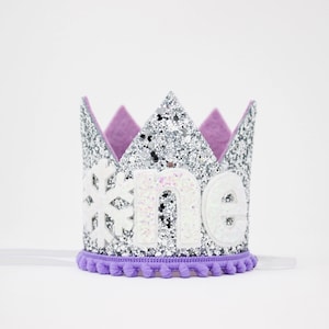 Winter Onederland First Birthday Crown | 1st Birthday Winter Wonderland Party | Silver Glitter Crown + Choose Color + Snowflake ONE
