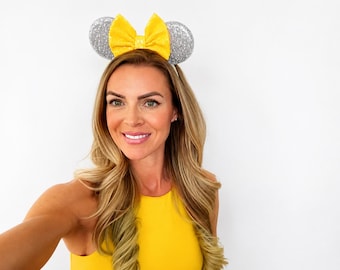 Sequin Mouse Ears Headband | Sequin Ears + Choose Bow Color