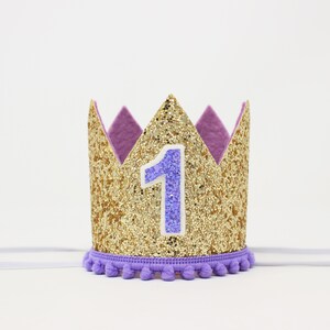 First Birthday Girl Crown | 1st Birthday Crown | 1st Birthday Girl Cake Smash | Gold Glitter Crown + Choose Color Details