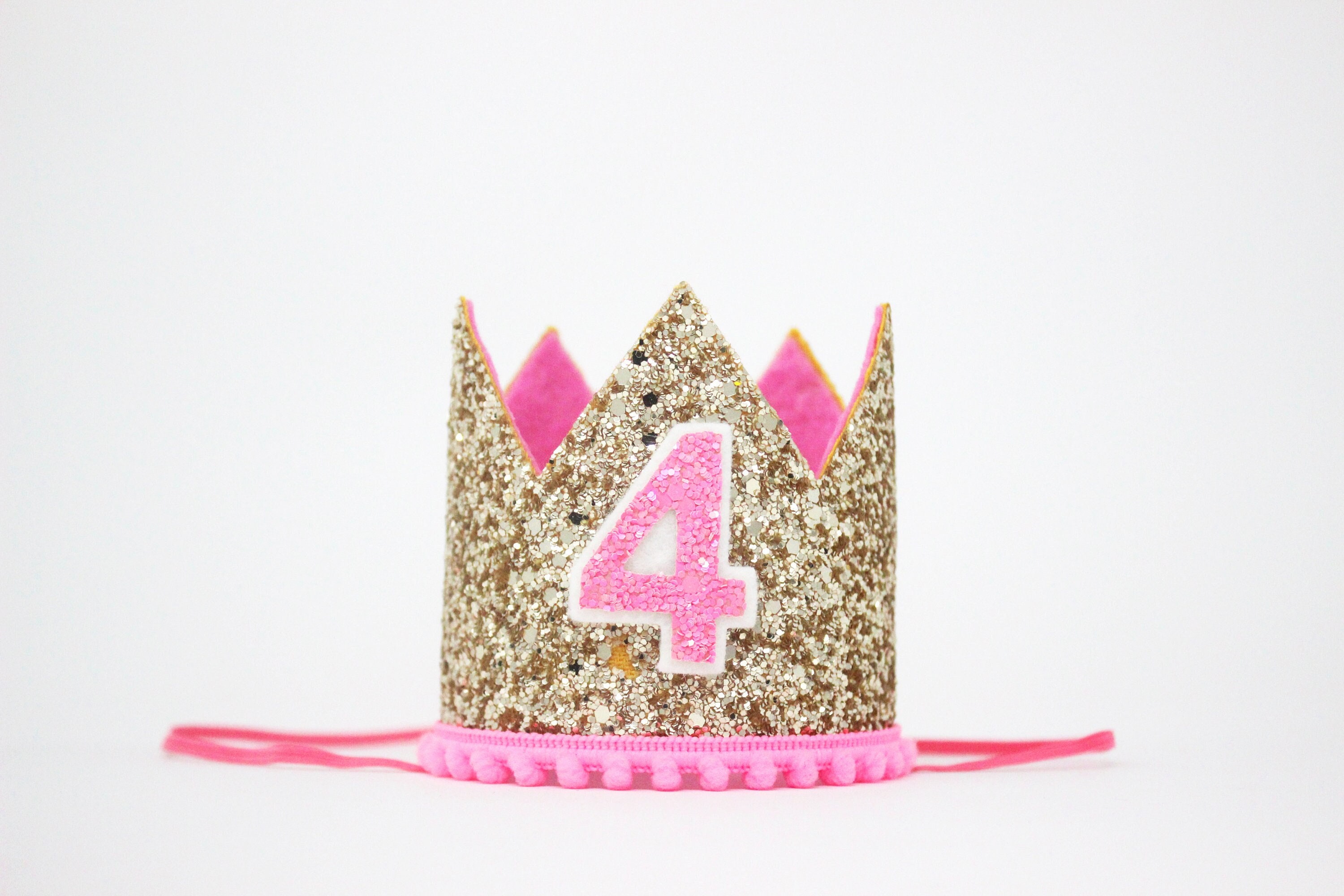4th Birthday Crown 4th Birthday Hat 4th Birthday Girl Outfit 4th Birthday Party Hat Crown Pale Gold Hot Pink Crown Etsy UK