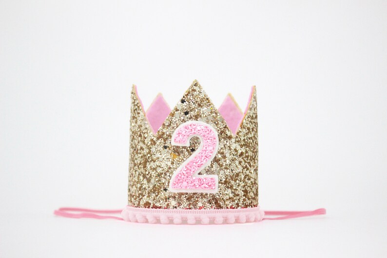 2nd Birthday Outfit Girl 2nd Birthday Hat Girl Full Crown Full Felt 2nd Birthday Party Hat 2nd Birthday Girl Felt Crown Blush Gold