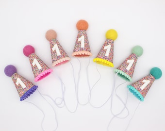 1st Birthday Girl Hat | Confetti Glitter Hat + Choose Color + White Glitter Number