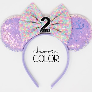 Candy Lilac Mouse Ears | Any Age Birthday Ears Headband | Choose Age + Bow Color