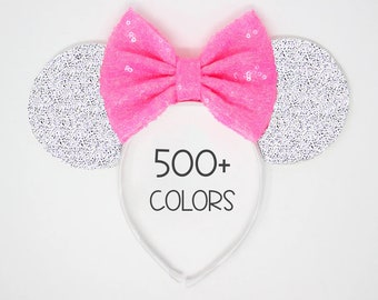 Pink Mouse Ears All Ages | Mouse Ear Headband | Mouse ears for Adults and Kids | Mouse ears | Mouse ears| Party ear | Choose Ear + Bow Color