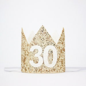 30th Birthday Crown | 30th Birthday Hat | 30th Birthday Party | 30th Birthday for Her | 30th Birthday Gift for Women | Gold White