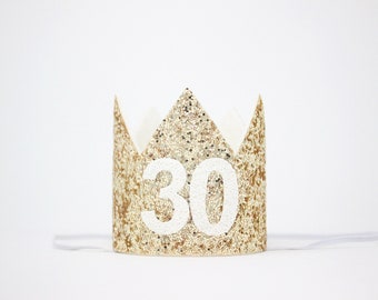 30th Birthday Crown | 30th Birthday Hat | 30th Birthday Party | 30th Birthday for Her | 30th Birthday Gift for Women | Gold White