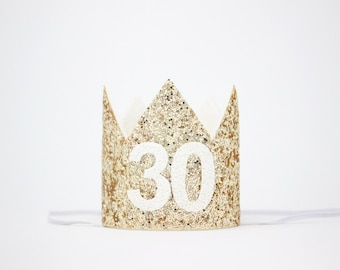 30th Birthday Crown 30th Birthday Hat 30th Birthday Party 30th Birthday for Her 30th Birthday Gift for Women Gold White