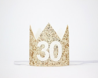 30th Birthday Crown | 30th Birthday Hat | 30th Birthday Party | 30th Birthday for Her | 30th Birthday Gift for Women | Gold White