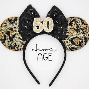 Animal Print Birthday Mouse Headband | Cheetah Birthday Ears | 50th Birthday Mouse Ears | 50th Birthday Ears | Choose Age